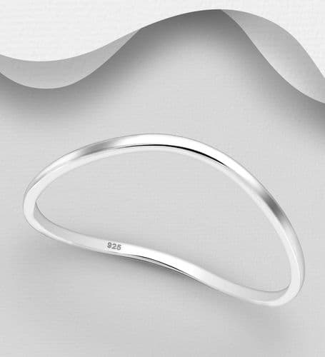 Handcrafted 925 Sterling Silver Solid Unique Wavy Design Bangle. Exclusive Design