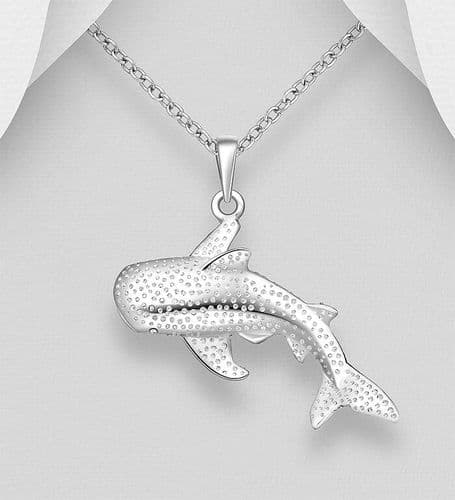 Handcrafted 925 Sterling Silver Whale Shark Pendant & Chain - Ideal Gift for Ocean & Whale Lovers