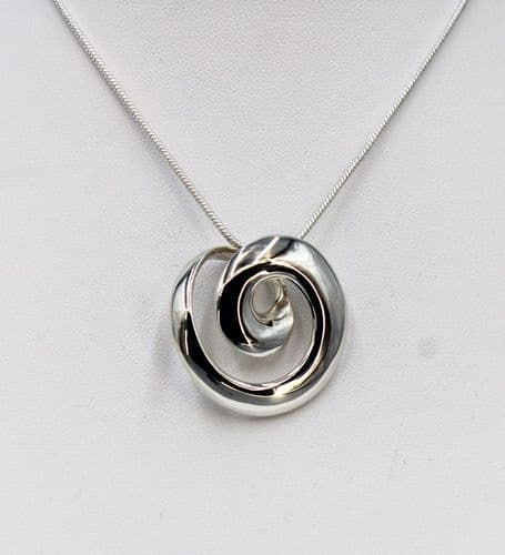 Luxury Hand-Crafted Designer Inspired  Swirl Pendant & Chain Set in 925 Sterling Silver - Exclusive