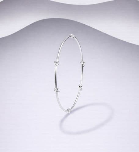 Mesmerising Handcrafted 3mm Solid 925 Silver Round Kisses Bangle
