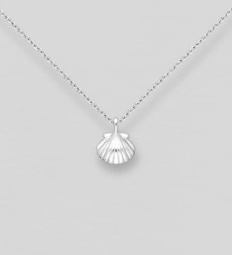 Scallop Shell Pendant & Chain – 925 Sterling Silver
