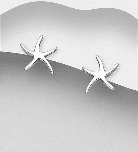 Simple But Elegant 925 Sterling Silver Polished Starfish Push-Back/Stud Earrings