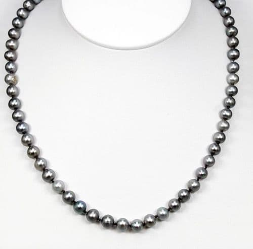 Single Strand of 6mm Cultured Grey Tahitian Pearls – Adjustable 16"–20" Timeless Luxury