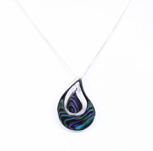 Skilfully Hand-Crafted Designer Inspired Abalone Shell Pendant & Chain in 925 Sterling Silver