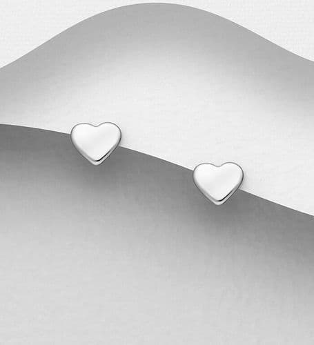 Small 925 Sterling Silver Heart Push-Back Earrings