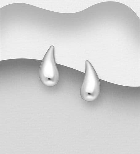 Solid 925 Sterling Silver Droplet Push-Back/Stud Earrings