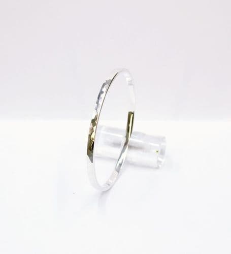 Solid 925 Sterling Silver Hammered Round Bangle - 5m Wide - 3 mm Thick