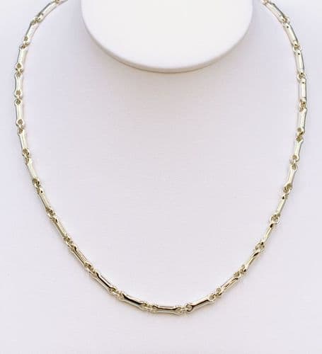 Solid 925 Sterling Silver Hand Crafted Oblong Link Necklace. Exclusive Design