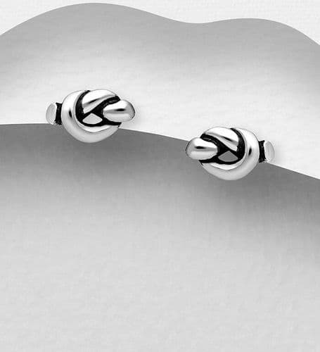 Solid 925 Sterling Silver Love Knot Push-Back/Stud Earrings