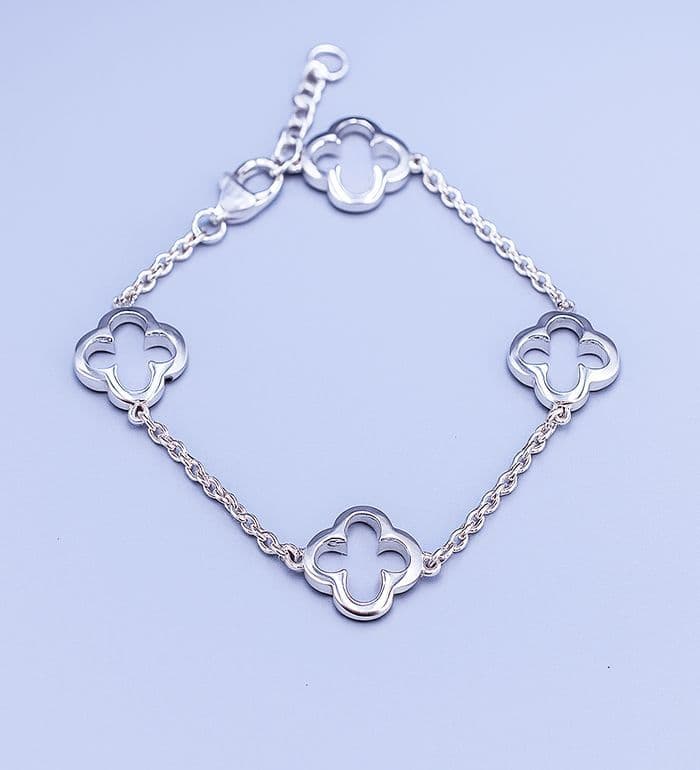 Solid 925 Sterling Silver Van Cleef Inspired Linked Bracelet