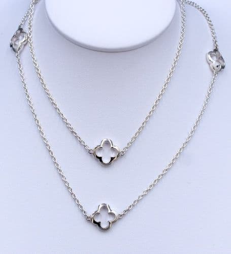 Solid 925 Sterling Silver Van Cleef Inspired Linked Necklace- Longer Length Available