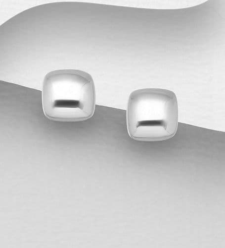 Solid Hand Crafted 925 Sterling Silver Square Push-Back/Stud Earrings
