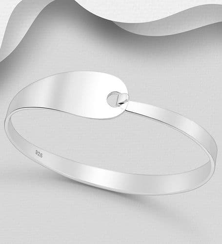 Stunning 925 Sterling Silver Hand-Crafted Polished Designer Tapering Bangle