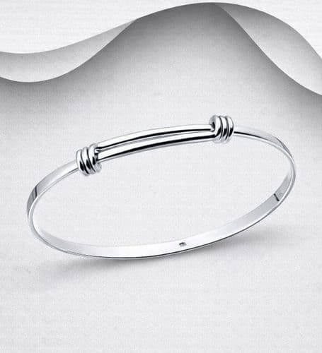 Stunning Solid 925 Sterling Silver Handcrafted Expanding Bangles – Elegant Versatility in Three Size