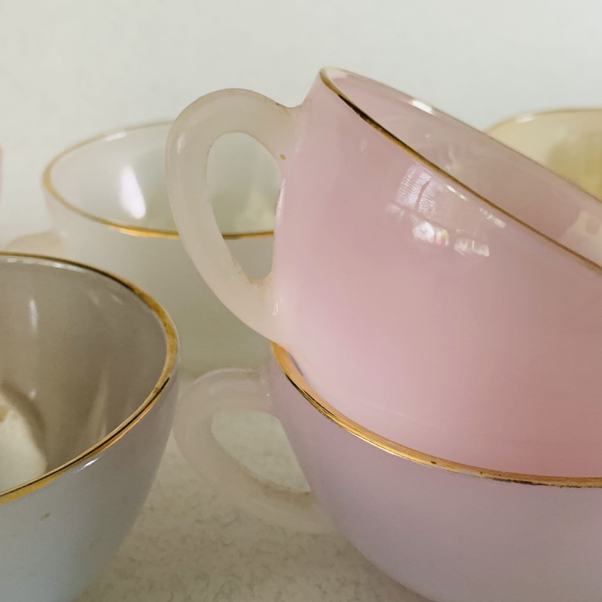 Arcopal France Harlequin Glass Tea Coffee Cup x 9