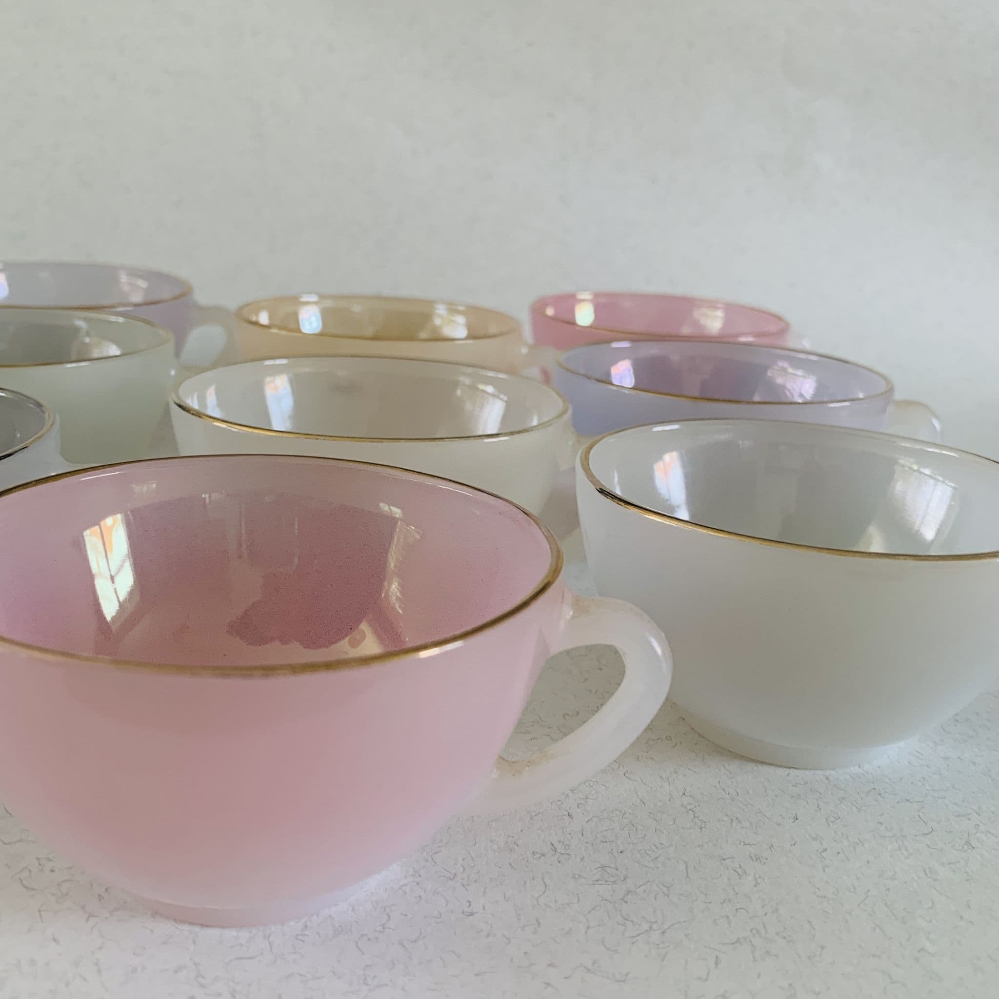Arcopal France Harlequin Glass Tea Coffee Cup x 9