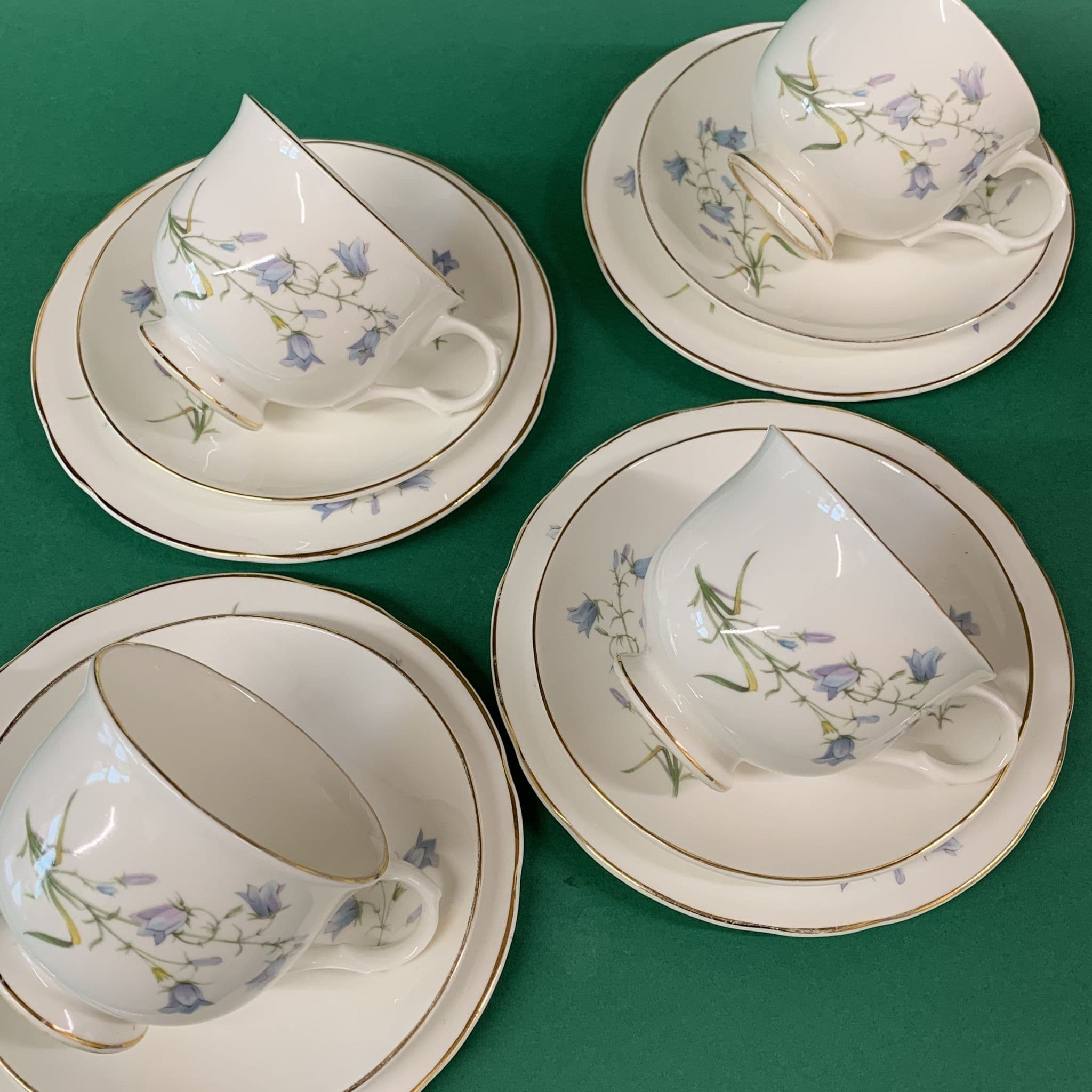 Sadler Wellington Tea Cups & Saucers Set of Three. 1960s Vintage. English China. Hare Bell