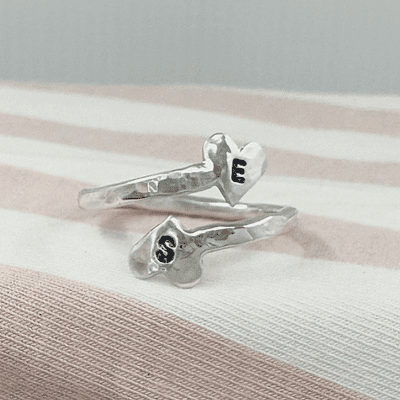 Adjustable Heart Ring With Initials