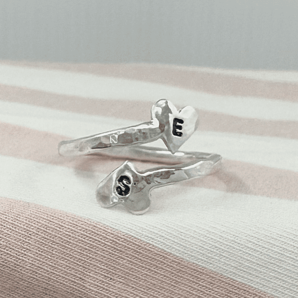 Adjustable Heart Ring With Initials