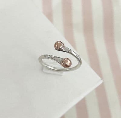 Adjustable Silver & Copper Ring