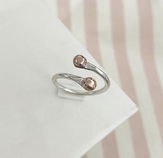 Adjustable Silver & Copper Ring
