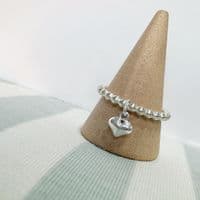 Ball Ring With Dangle Heart