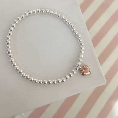 Beaded Rose Heart Bracelet