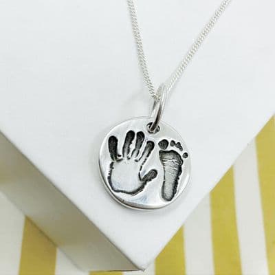 Circle Hand And Foot Print Necklace