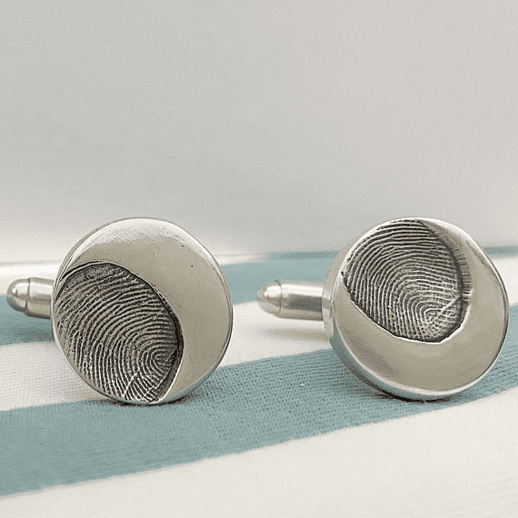 Circle Partial Fingerprint Cufflinks