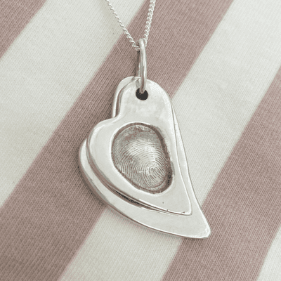 Double Folk Heart Fingerprint Necklace