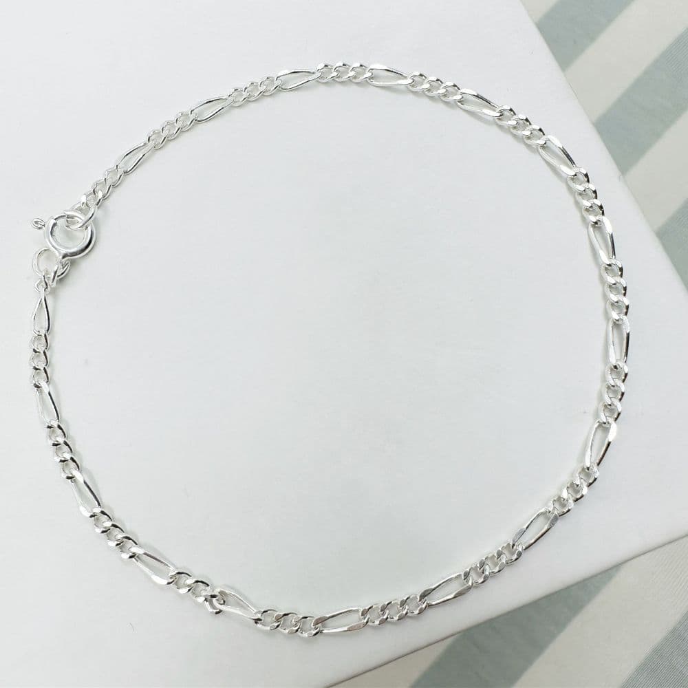 Bracelet - Argent rhodié figaro 2.25mm - BRS537 main image 1