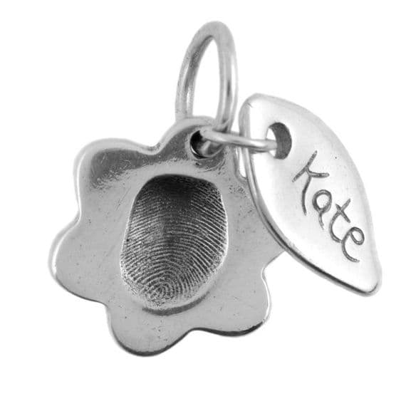 Flower Fingerprint Charm And Leaf Tag