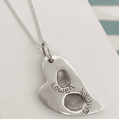 Folk Heart Fingerprint Necklace