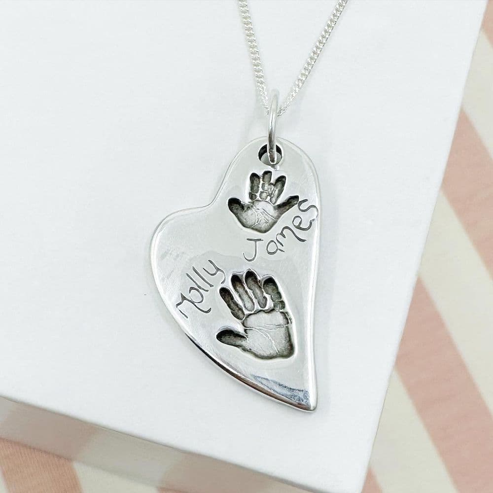 Folk Heart Hand Print Necklace