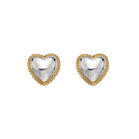 Gold And Silver Heart Earrings