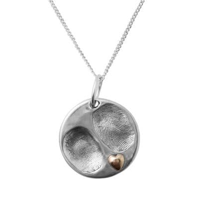 Gold Heart Fingerprint Necklace