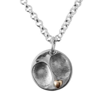 Gold Heart Fingerprint Slimline Belcher Necklace
