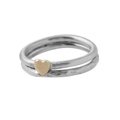 Golden Heart And Hammered Ring