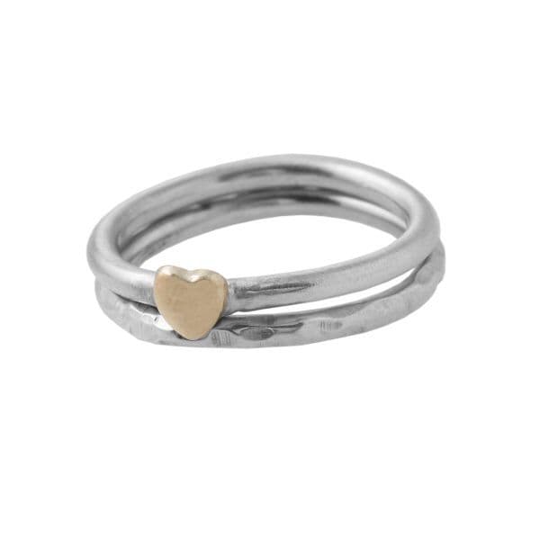 Golden Heart And Hammered Ring