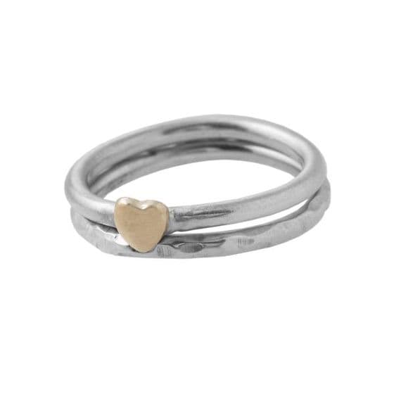 Golden Heart And Hammered Ring