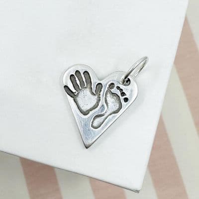 Heart Hand And Foot Print Charm
