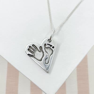 Heart Hand And Foot Print Necklace