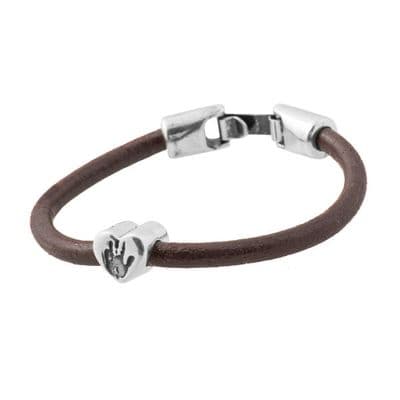 Heart Hand Print Bead Leather Bracelet