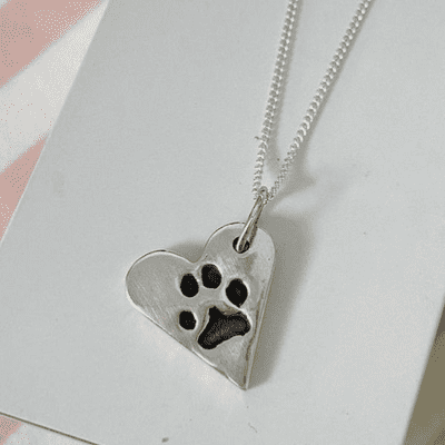 Heart Paw Print Necklace