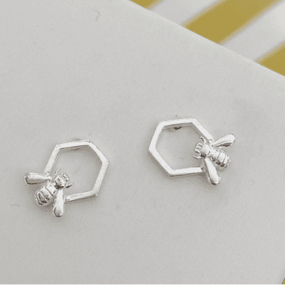 Honeycomb Bee Studs