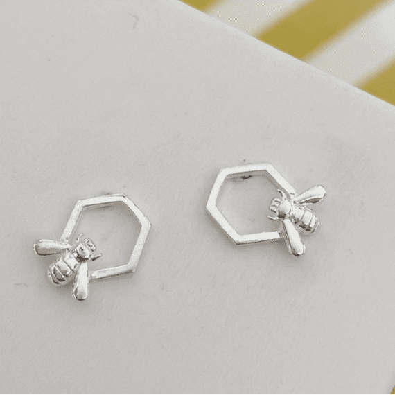 Honeycomb Bee Studs