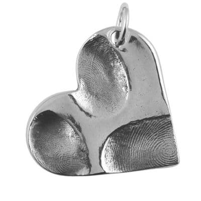 Large Heart Partial Fingerprint Pendant