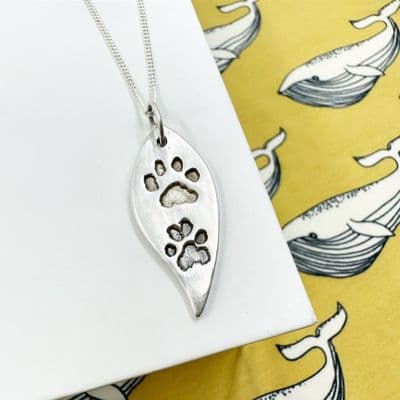 Large Leaf Paw Print Necklace
