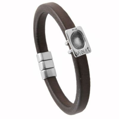 Men's Leather Fingerprint Bracelet