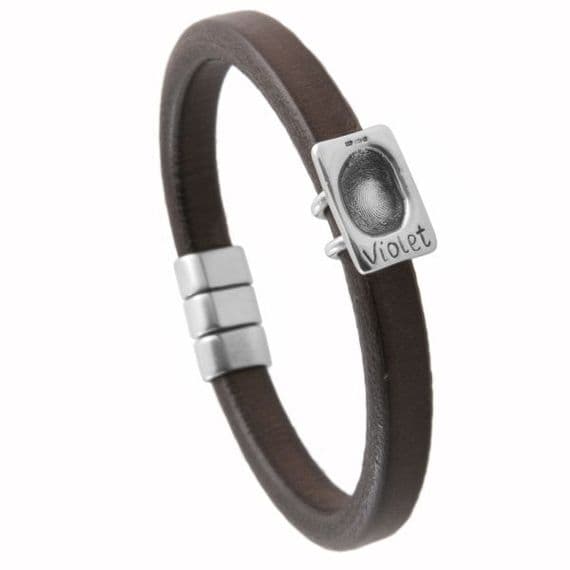 Men's Leather Fingerprint Bracelet